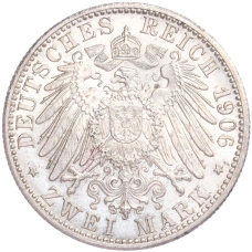 Монета 2 марки 1906 года  Германия (Баден) «50 лет свадьбе Фридриха I и Луизы Прусской» (реверс)