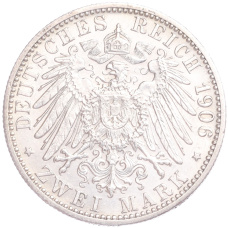 Монета 2 марки 1906 года  Германия (Баден) «50 лет свадьбе Фридриха I и Луизы Прусской» (реверс)