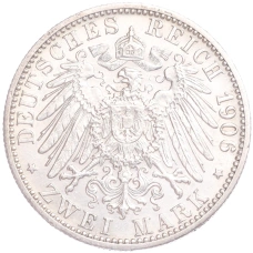 Монета 2 марки 1906 года  Германия (Баден) «50 лет свадьбе Фридриха I и Луизы Прусской» (реверс)