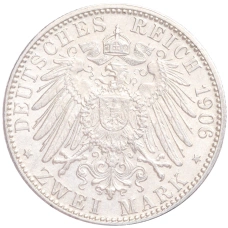 Монета 2 марки 1906 года  Германия (Баден) «50 лет свадьбе Фридриха I и Луизы Прусской» (реверс)