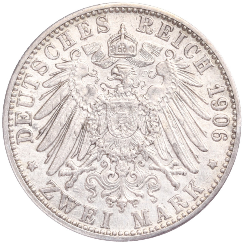 Монета 2 марки 1906 года  Германия (Баден) «50 лет свадьбе Фридриха I и Луизы Прусской» (вид 2)