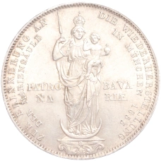 Монета 1 талер 1855 года Бавария «Реставрация Колонны Мадонны в Мюнхене» (аверс)