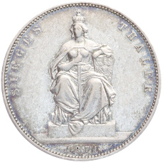 Монета 1 талер 1871 года A Пруссия «Победа во Франко-прусской войне» (аверс)