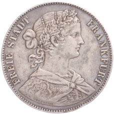 Монета 1 союзный талер 1860 года Франкфурт (аверс)