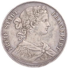 Монета 1 союзный талер 1860 года Франкфурт (аверс)