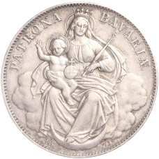 Монета 1 талер 1870 года Бавария (аверс)