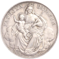 Монета 1 талер 1870 года Бавария (аверс)