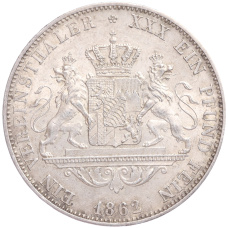 Монета 1 союзный талер 1862 года Бавария (реверс)