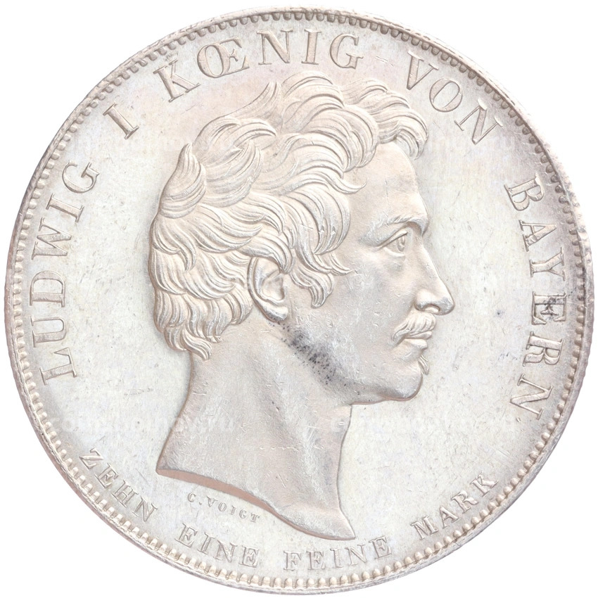 Монета 1 талер 1835 года Бавария «Строительство первой железной дороги» (вид 2)