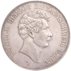 Монета 2 талера 1854 года  В Брауншвейг (аверс)