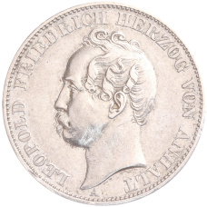 Монета 1 союзный талер 1863 года A Ангальт-Дессау «Воссоединение герцогств Ангальт» (аверс)