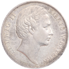 Монета 1 союзный талер 1866 года Бавария (аверс)