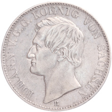 Монета 1 талер 1866 года В Саксония (аверс)