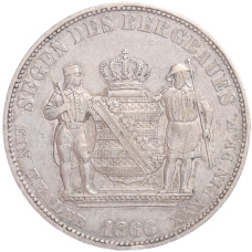 Монета 1 талер 1866 года В Саксония (реверс)