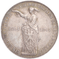 Монета 1 талер 1862 года Франкфурт «Немецкий фестиваль стрельбы» (аверс)