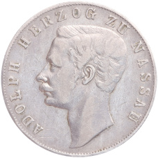 Монета 1 союзный талер 1859 года Нассау (аверс)