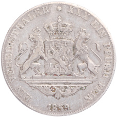Монета 1 союзный талер 1859 года Нассау (реверс)