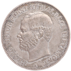 Монета 1 союзный талер 1867 года A Вальдек и Пирмонт (аверс)