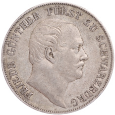 Монета 1 союзный талер 1862 года Шварцбург-Рудольфштадт (аверс)