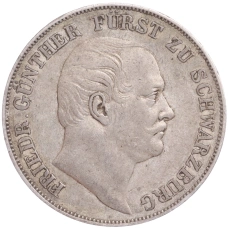 Монета 1 союзный талер 1862 года Шварцбург-Рудольштадт (аверс)