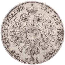 Монета 1 союзный талер 1862 года Шварцбург-Рудольфштадт (реверс)