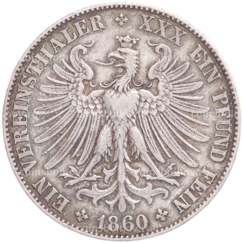 Монета 1 союзный талер 1860 года Франкфурт (вид 2)