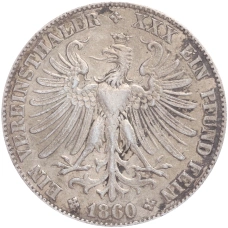 Монета 1 союзный талер 1860 года Франкфурт (реверс)