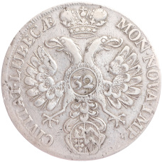 Монета 32 шиллинга 1731 года Гамбург (реверс)