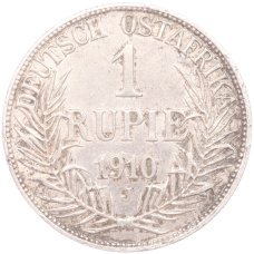 Монета 1 рупия 1910 года J Германская Восточная Африка (аверс)