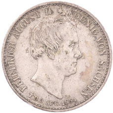 Монета 1/3 талера 1854 года Саксония «Смерть Короля Фридриха Августа II» (реверс)