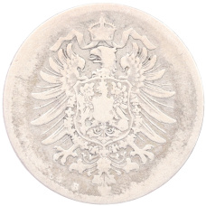 Монета 1 марка 1878 года В Германия (реверс)