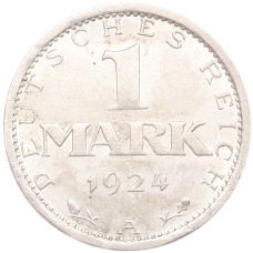 Монета 1 марка 1924 года A Германия (аверс)