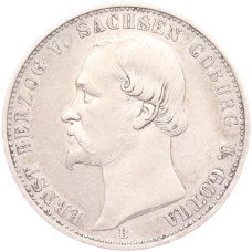 Монета 1 союзный талер 1870 года В Саксен-Кобург-Гота (аверс)