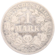 Монета 1 марка 1878 года В Германия (аверс)