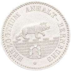Монета 1/6 талера 1856 года A  Ангальт-Бернбург (аверс)