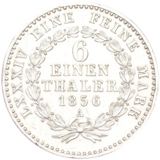 Монета 1/6 талера 1856 года A  Ангальт-Бернбург (реверс)