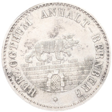 Монета 1/6 талера 1862 года A Ангальт-Бернбург (аверс)