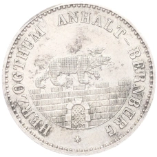 Монета 1/6 талера 1862 года A Ангальт-Бернбург (аверс)