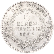 Монета 1/6 талера 1862 года A Ангальт-Бернбург (реверс)