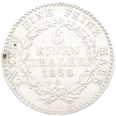 Монета 1/6 талера 1856 года A Ангальт -Бернбург (реверс)