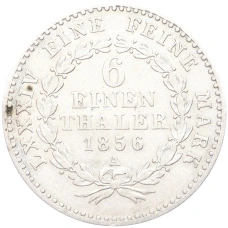 Монета 1/6 талера 1856 года A Ангальт -Бернбург (реверс)