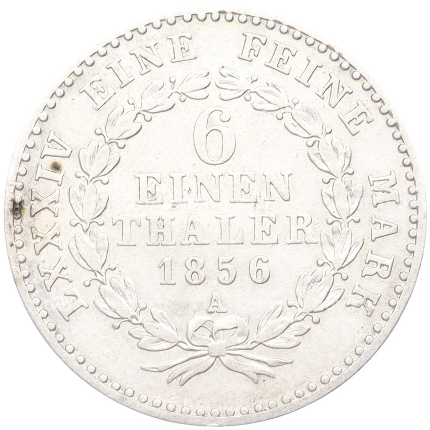 Монета 1/6 талера 1856 года A Ангальт -Бернбург (вид 2)