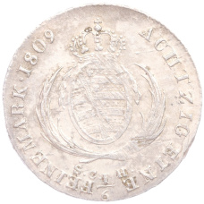 Монета 1/6 талера 1809 года Саксония (реверс)