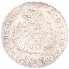 Монета 1/6 талера 1809 года Саксония (реверс)