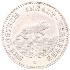 Монета 1/6 талера 1861 года A Ангальт-Бернбург (аверс)