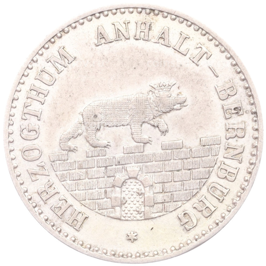 Монета 1/6 талера 1861 года A Ангальт-Бернбург