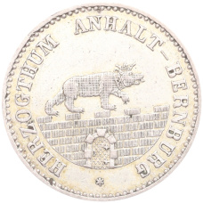 Монета 1/6 талера 1856 года А Ангальт-Бернбург (аверс)