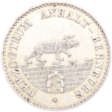 Монета 1/6 талера 1856 года А Ангальт-Бернбург (аверс)