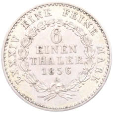 Монета 1/6 талера 1856 года А Ангальт-Бернбург (реверс)