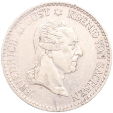 Монета 1/6 талера 1827 года Саксония «Смерть Короля Фридриха Августа I» (аверс)